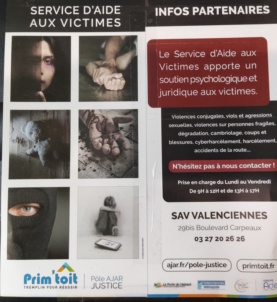 Plaquette pour le Service d'Aide aux Victimes
